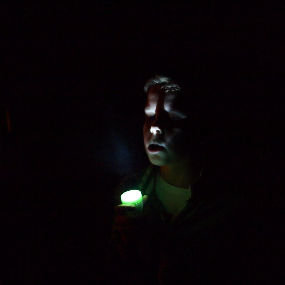 Flashlight breath cloud