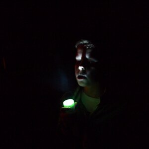 Flashlight breath cloud