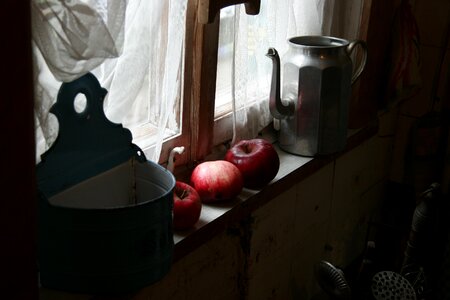 Apple farmhouse window sill photo
