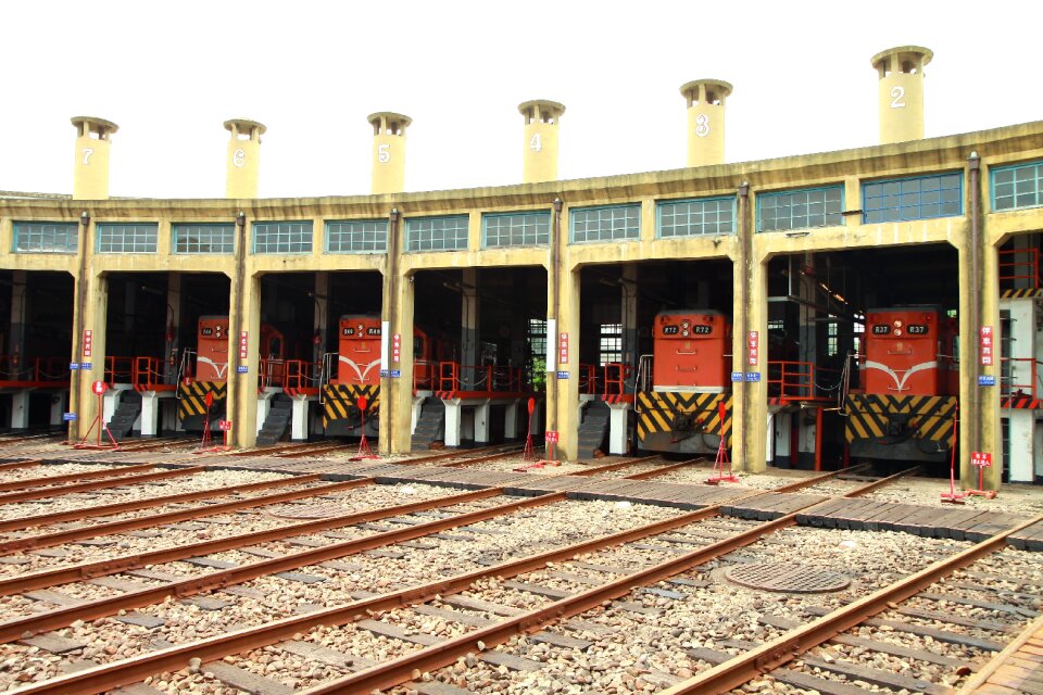 Train scalloped shako garage railroad