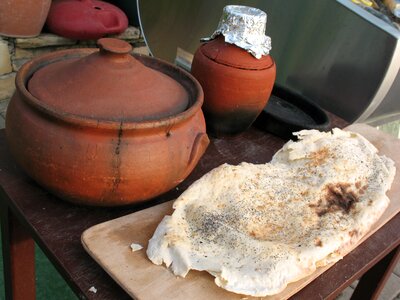Pots food bread