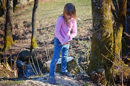 Blond outdoor nature play