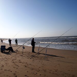 Sea beach fishing rod photo
