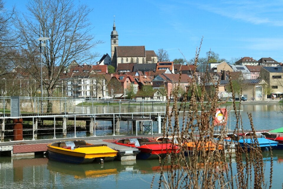 Houses church city view