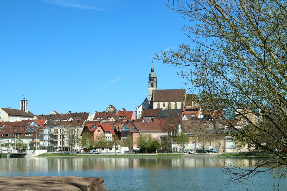 Houses church city view