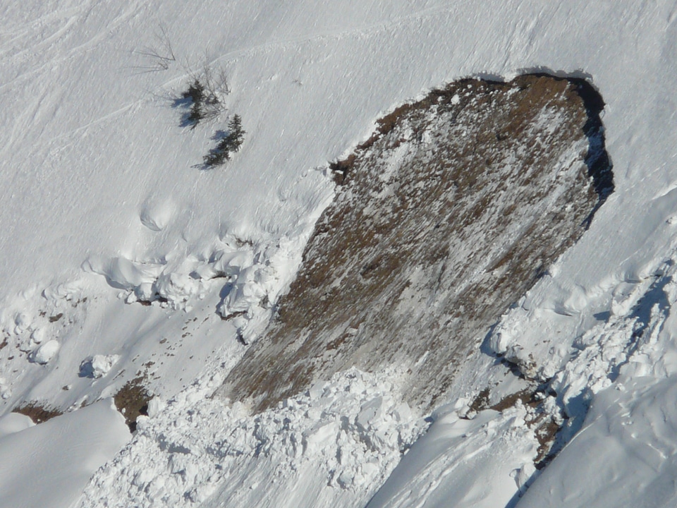 Avalanche cone wintry deep snow