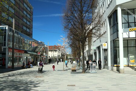 Pedestrian zone houses city view