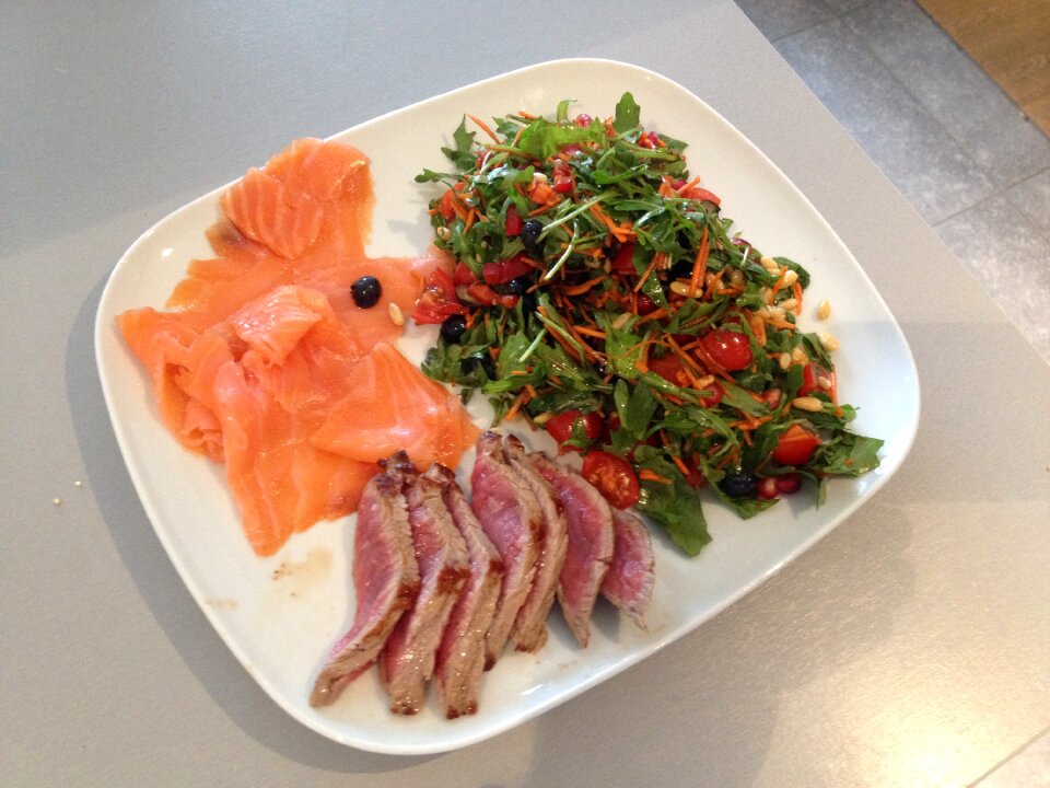 Salmon steak dinner