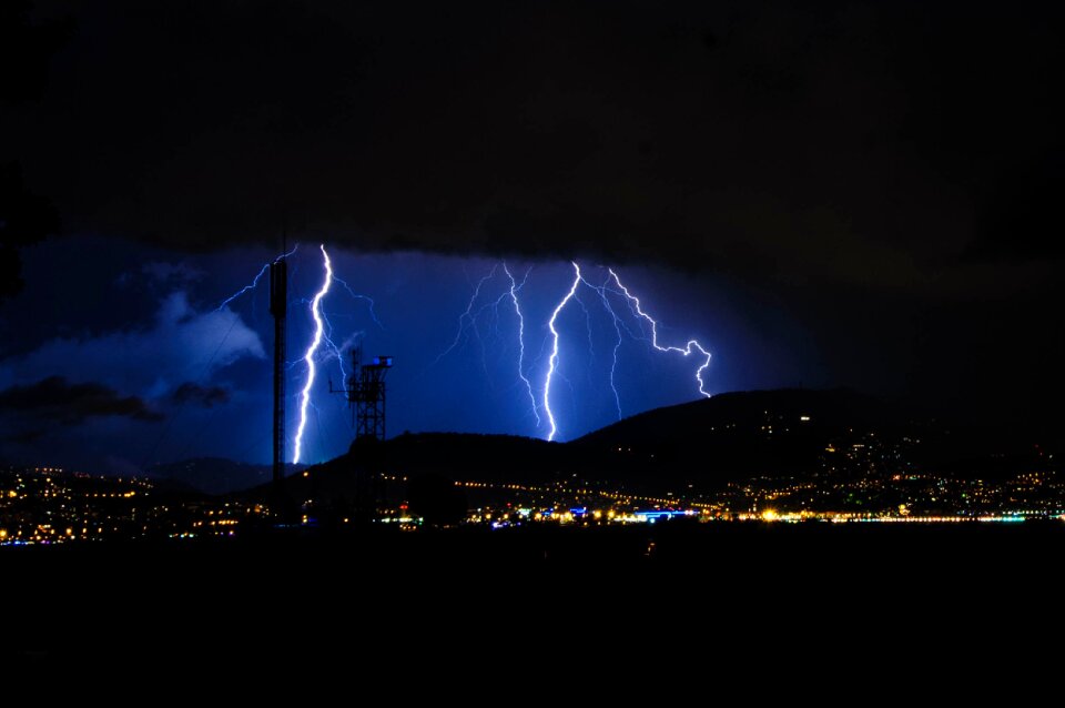 Flash of lightning sky night