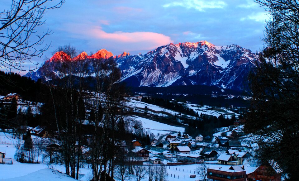 Mountains snow morning