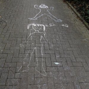 Children street chalk art