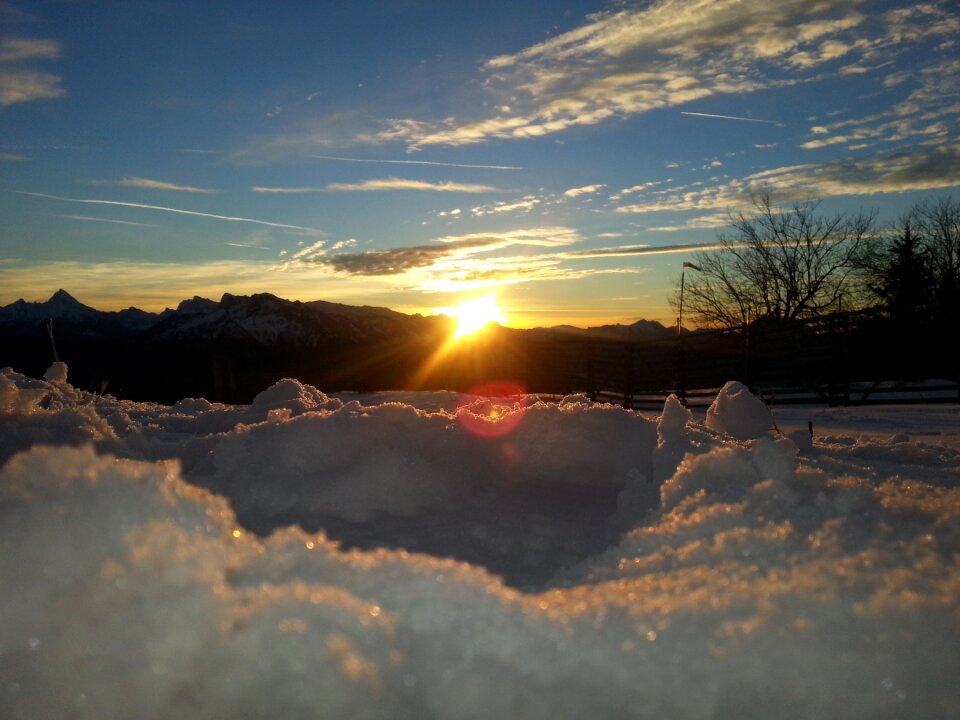 Austria snow sunset