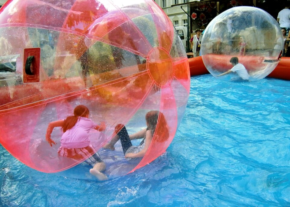 Zorbing inflatable balls pilgrimage