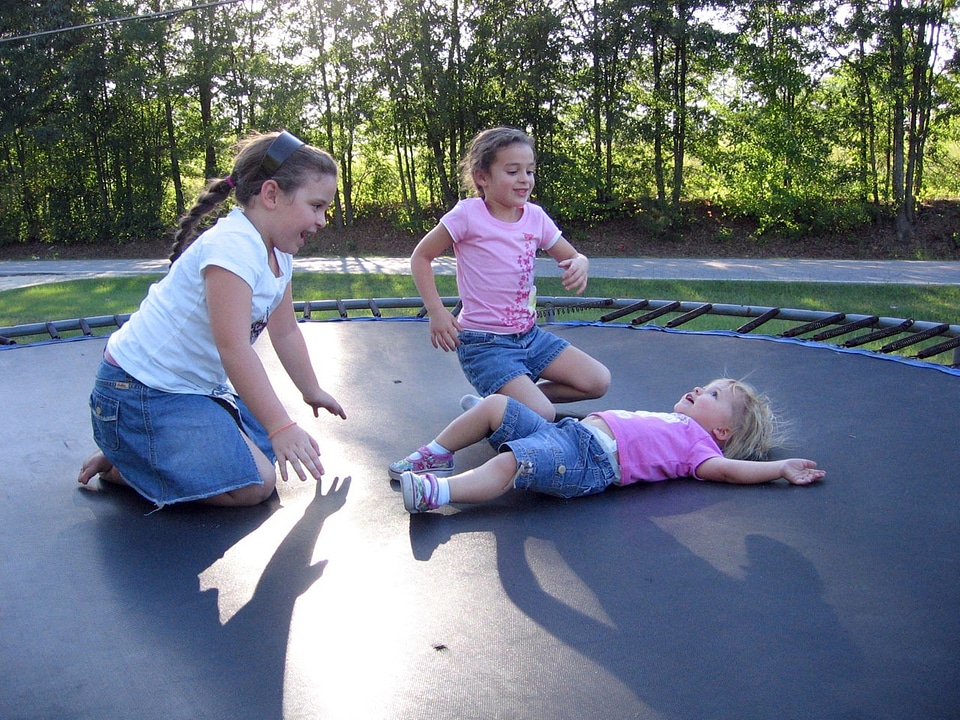Children girls jumping