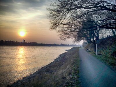 Sunset rhine cologne