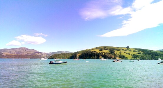 Mountain scenery boat