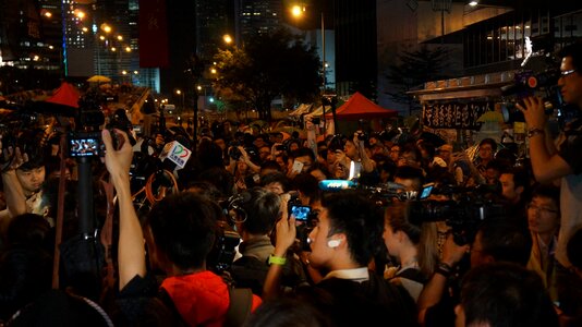 Umbrella revolution hong kong brown crowd photo