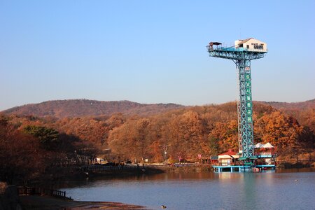 Bungee jumping landscape lake