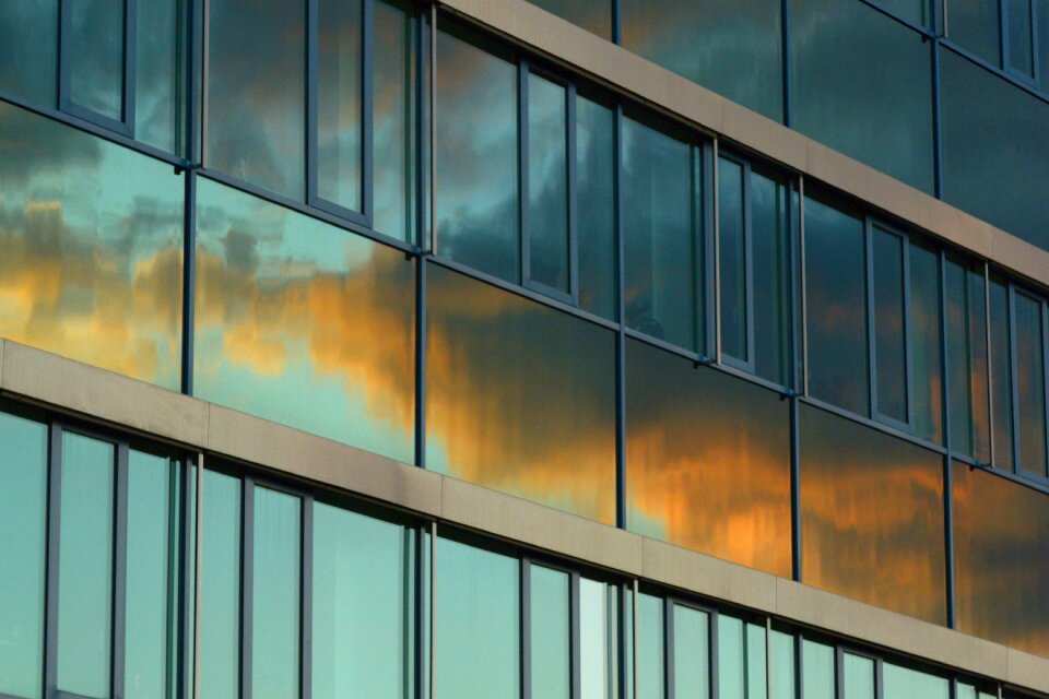 Reflection architecture sunset