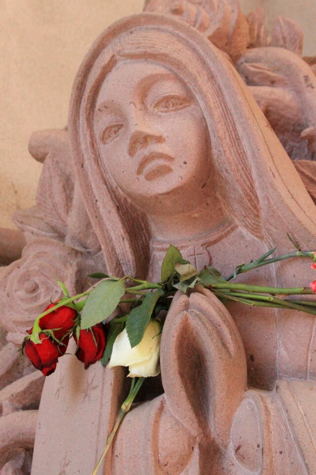 Roses praying stone