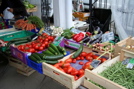 Market stall tomatoes courgettes