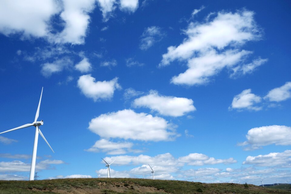 White cloud windmill blue sky