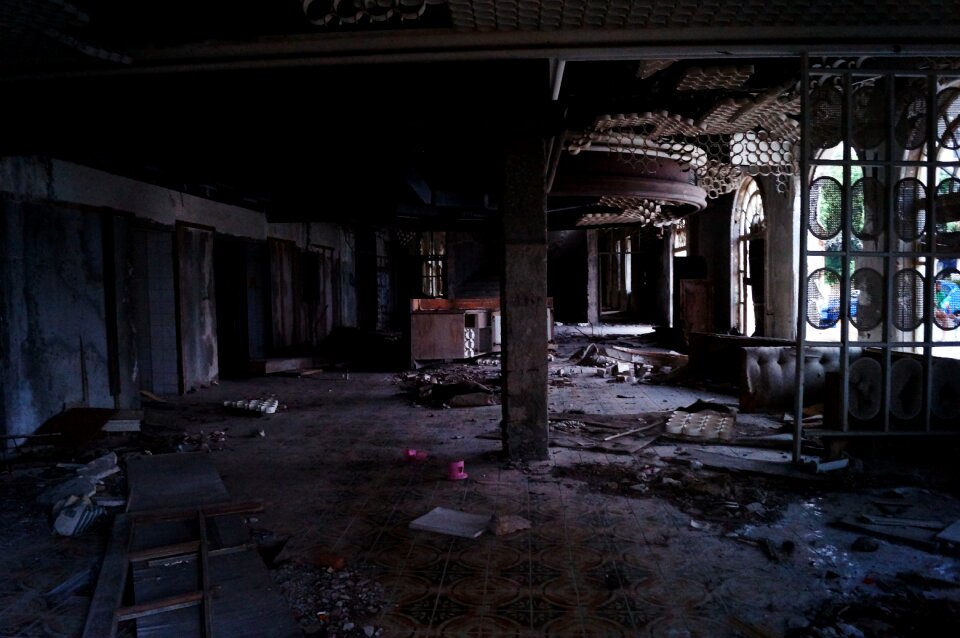 Hotels abandoned destroyed