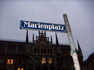 Munich marienplatz street sign photo