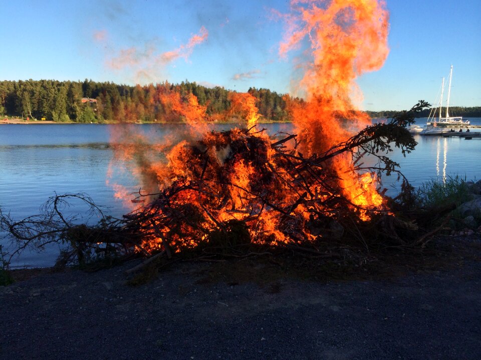 Midsummer sea bonfire