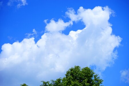 Blue white cumulus clouds photo