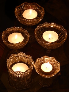 Wax candlestick tea lights photo