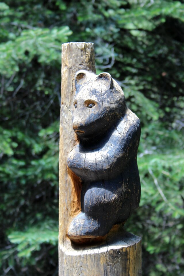 Wood carving black bear