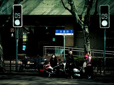 Shanghai the traffic light pedestrian crossing photo