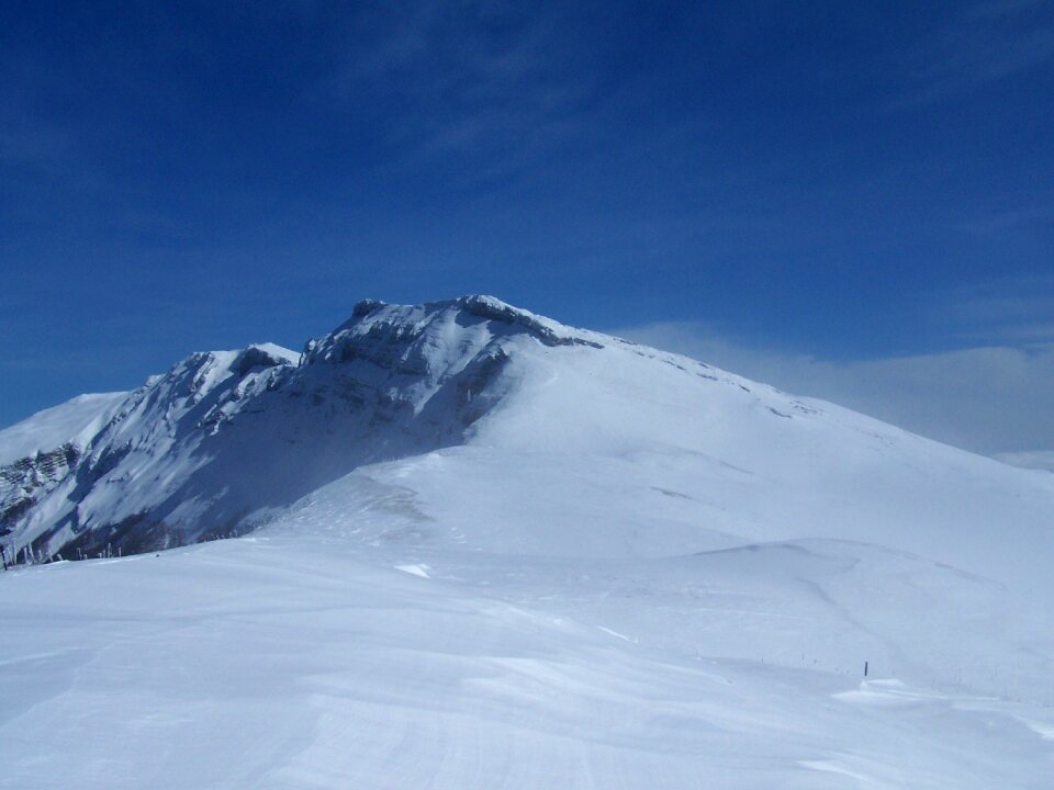 Hiking high mountain winter