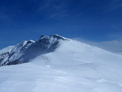 Hiking high mountain winter photo