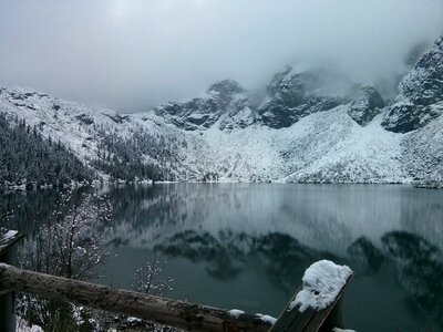 Winter in the mountains tatry top view photo