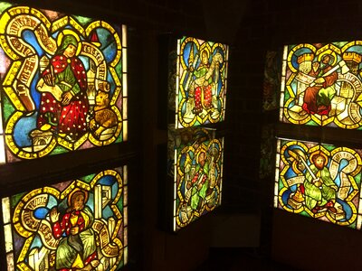 Castle monument stained glass windows