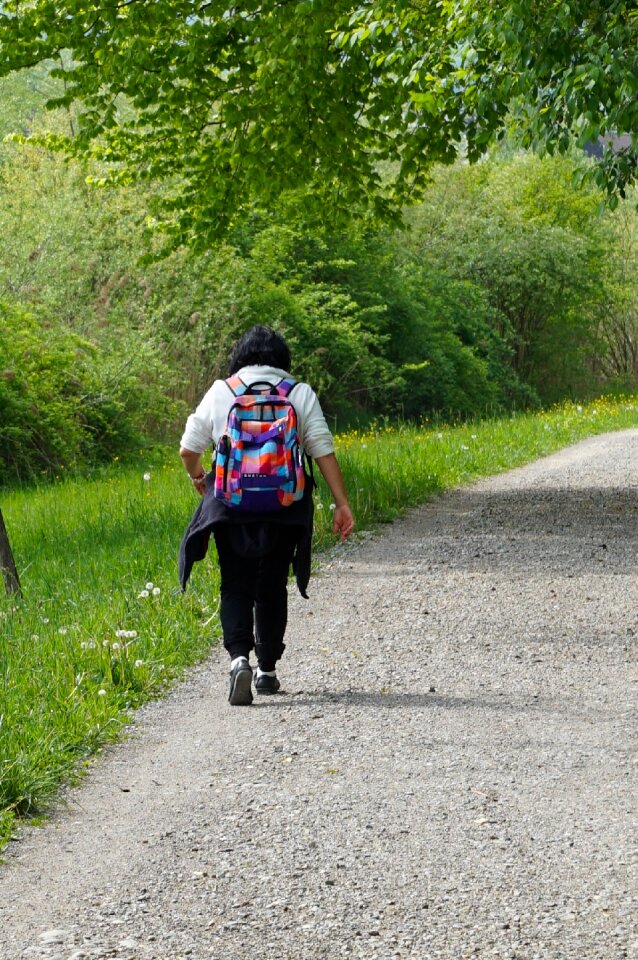 Wanderin backpack sidewalk