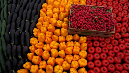 Fresh sweet pepper radishes photo