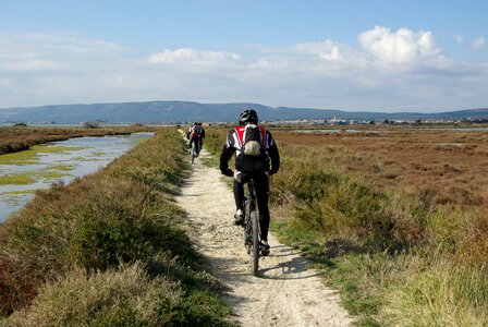 Cyclists hiking sport