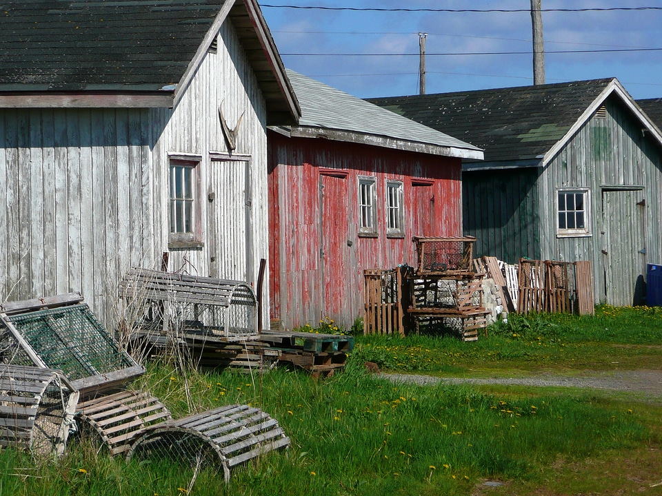 Lobster cage fishing town photo