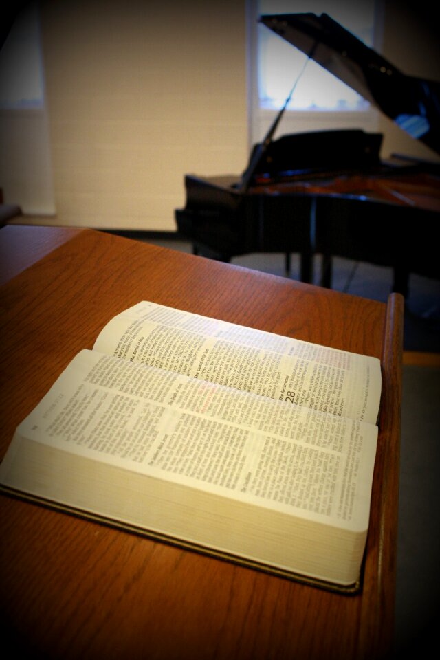 Christian brown bible brown piano