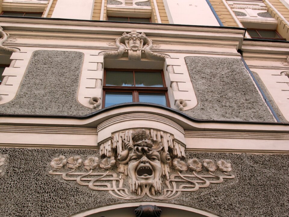 Riga sculpture the façade of the