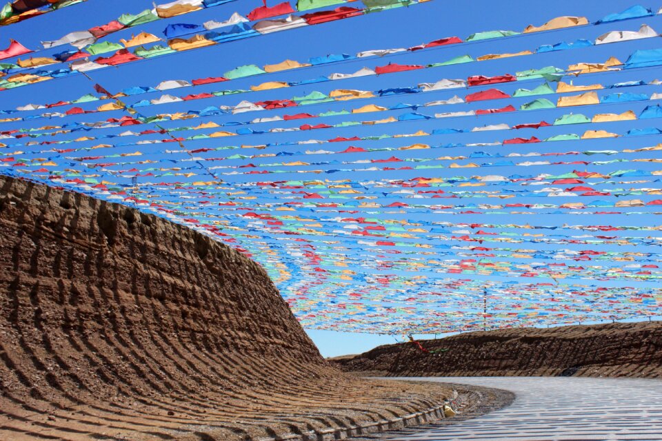 The scenery prayer flags the atmosphere