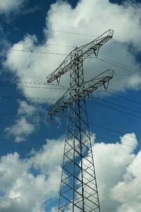 Blue sky cables flow photo