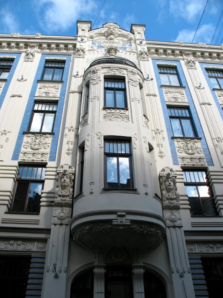 Art nouveau from the bottom the façade of the