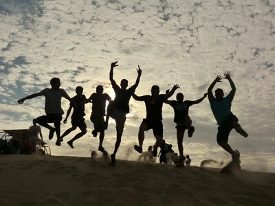 Jump joy silhouettes photo