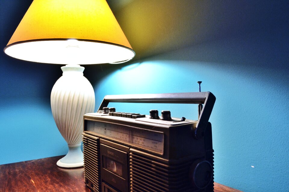 Old radio blue wall irradio