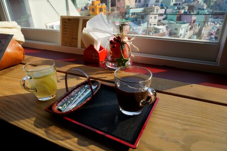 Window the coffee shop breakfast