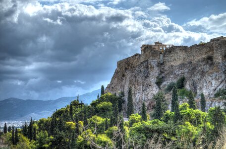 Greece mountain clouds photo